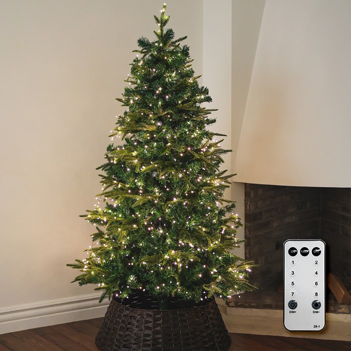 홈트너 크리스마스 트리장식 좁쌀전구 + 점멸기 + 리모컨 세트, 전구색+검정선, 300구, 9m, 1세트