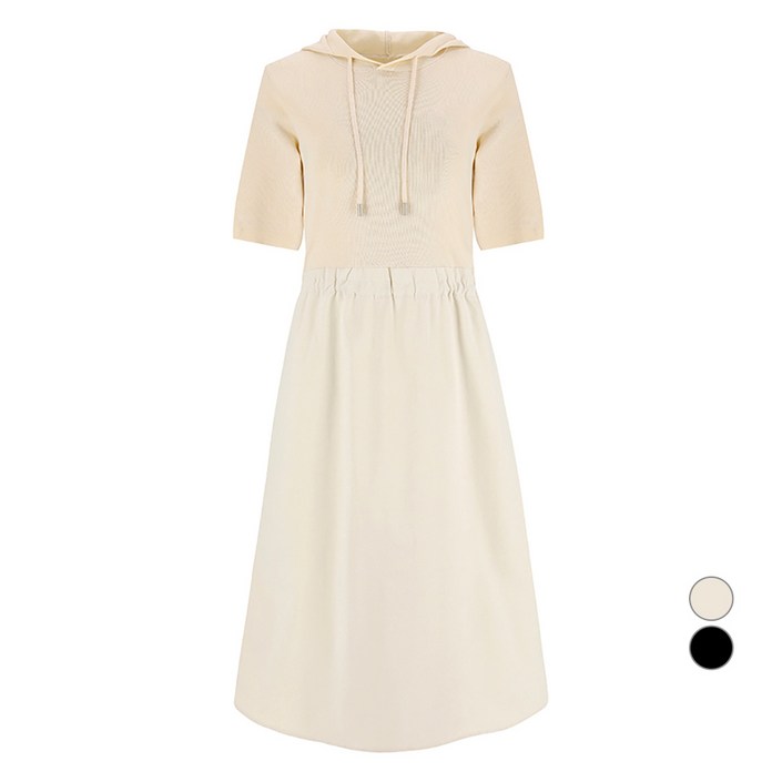 비키 여성용 반팔 니트 후드 롱 원피스 TIOCD2961