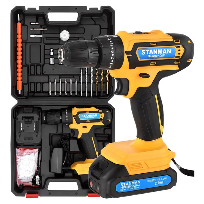 스탠맨 21V 해머전동드릴 2Ah 리튬이온배터리 공구세트 ST6000