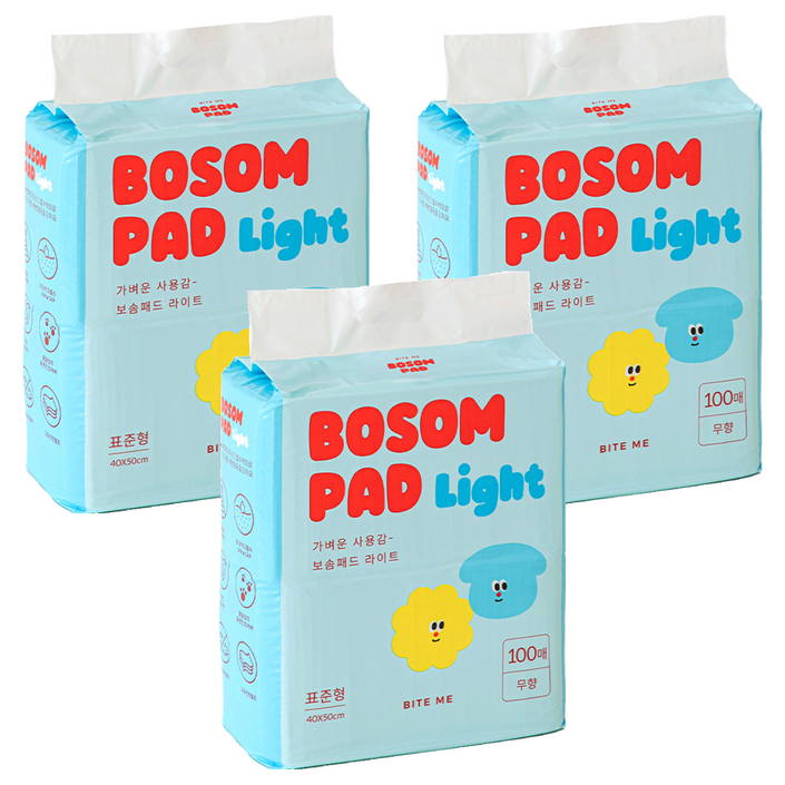 바잇미 보솜 라이트 배변패드 표준형 무향, 100개입, 3개