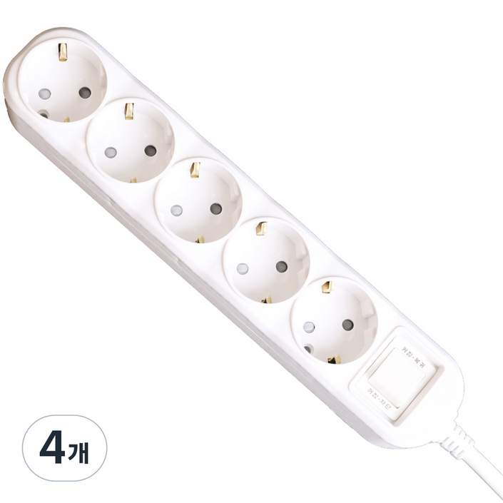 오성정밀 접지 스위치 멀티탭 5구, 2.5m, 단일 색상, 4개