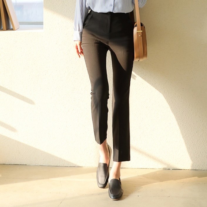 플레이팝 여성용 허리밴딩 슬림 일자 스판 슬랙스 플레이팝 여성용 허리밴딩 슬림 일자 스판 슬랙스