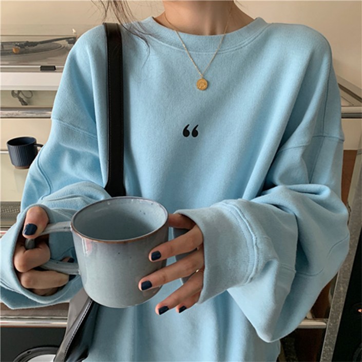 큰따옴표 포인트 베이직 루즈핏 임산부 긴소매 맨투맨