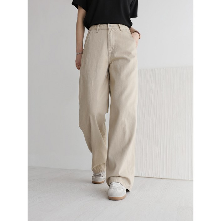 앤드스타일 여성용 숏기본롱 기장 딱맞진 No8 트윌코튼 절개 인밴딩 와이드 팬츠 264397