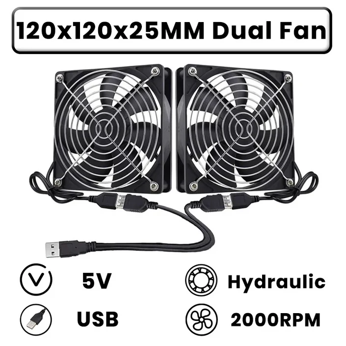 GDSTIME 듀얼 40mm 50mm 60mm 80mm 92mm 120mm 140mm DC 5V 전원 USB 팬AV 수신기 DVR 쿨링용 2 in 1 케이