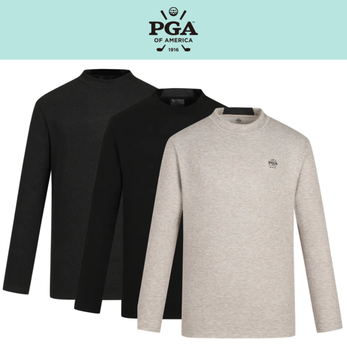 PGA 25FW 남성 요꼬배색 모크넥 스윙티셔츠 PGMTS54395