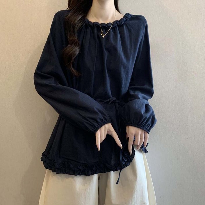 TIMEPURE 신상 봄가을 여성용 티셔츠 빅사이즈 베이직 라운드넥 캐주얼 데일리 오버핏 슬림핏 체형 커버 긴팔 상의