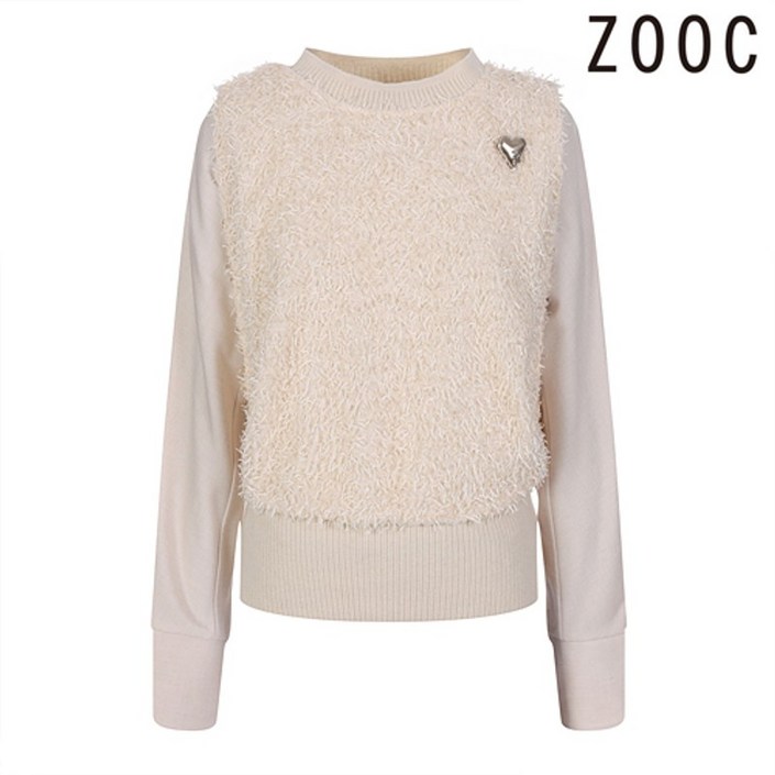 주크 니트배색디자인 티셔츠 Z224MSC030 CR 주크 니트배색디자인 티셔츠 Z224MSC030 CR