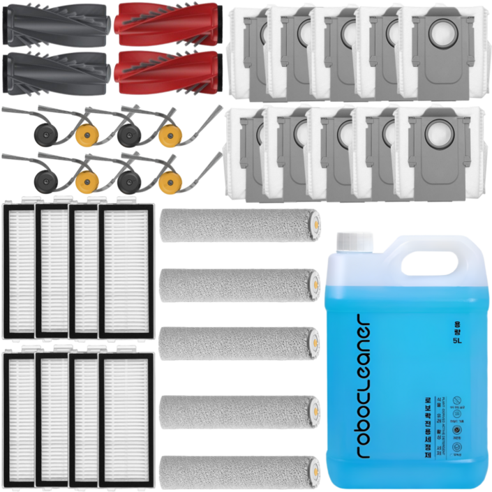 로보락 Qrevo Curv 2 Flow 소모품 세제 필터 브러시 먼지봉투 물걸레 호환 세트, 1개, 1년세트