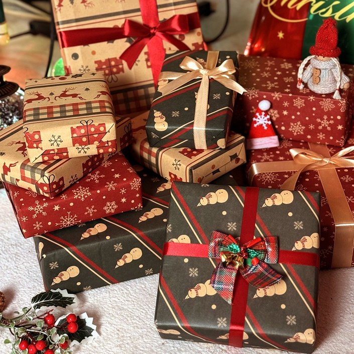 리드홈 예쁜 크리스마스 선물 포장지 롤타입 6장입