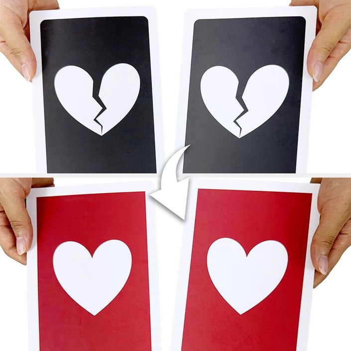 JL매직 두 장의 검은색 카드가 빨간색 카드로 변하는 마술도구 러브앤헤이트 dks015tp