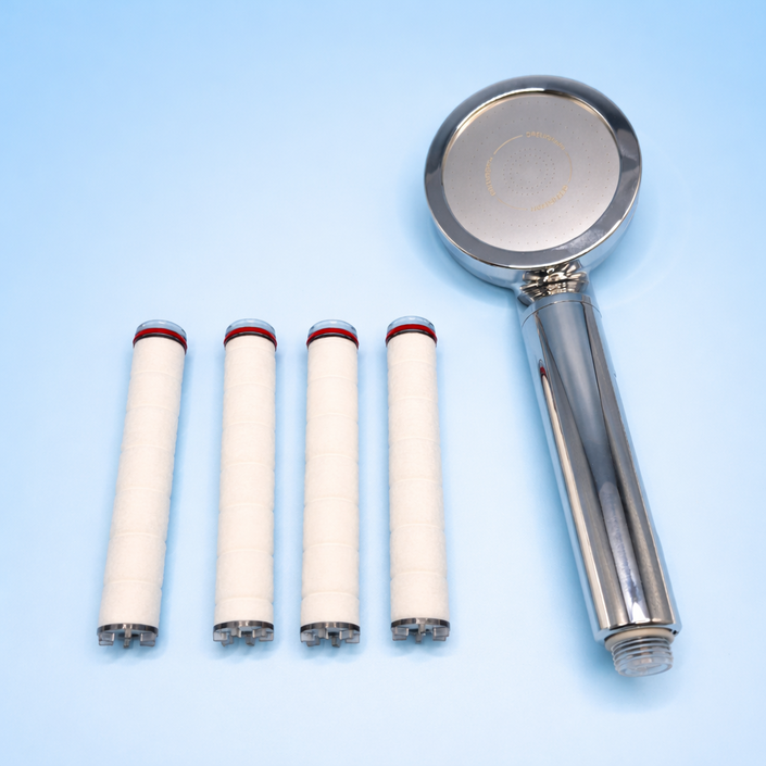 대림바스 멀티필터 와이드형 D클린 샤워세트, 샤워기리필 필터 4개, 크롬, 1세트