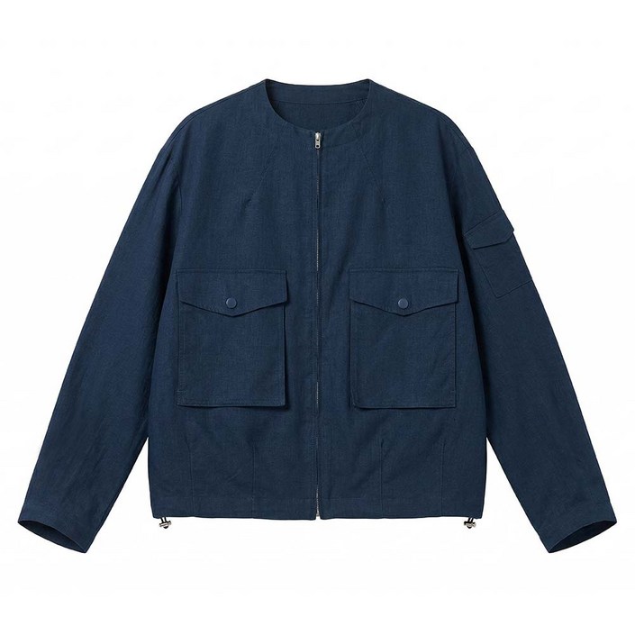 테일러 라운드 린넨 집업 포켓 자켓