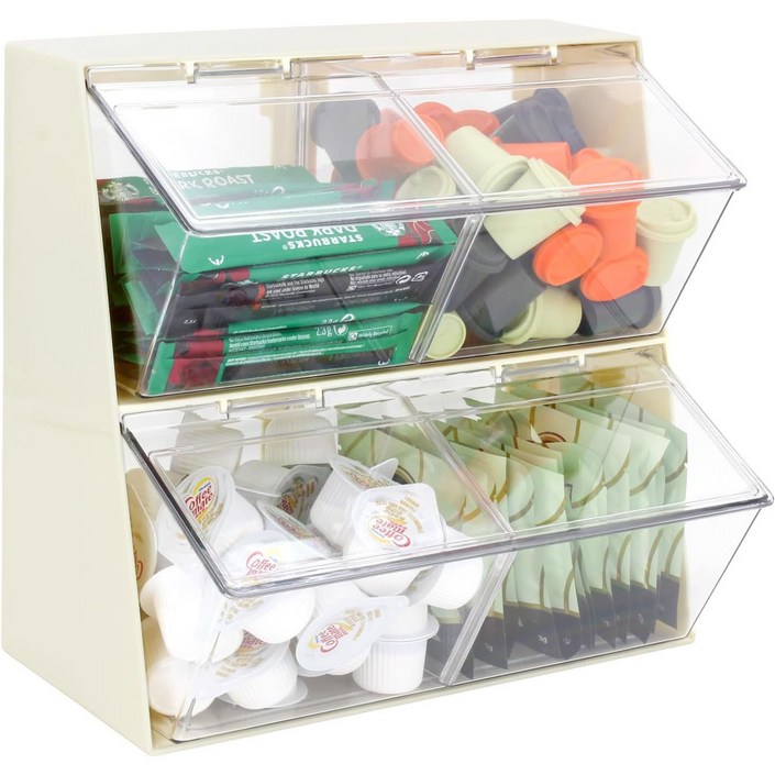 깔끔정리 티백정리함 캡슐보관함 다용도 4구 덮개형  4칸 탕비실 커피정리함