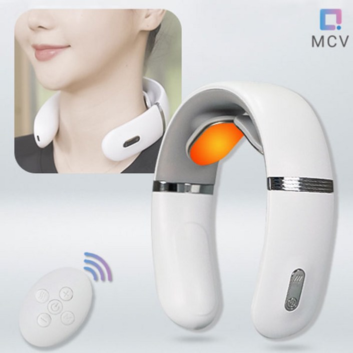 MCV엠씨브이 온열기능 저주파 목 마사지기 리모컨, 음성안내 기능탑재