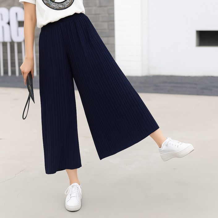 요잇따 쿨링 스판 밴딩 플리츠 주름 바지 9부