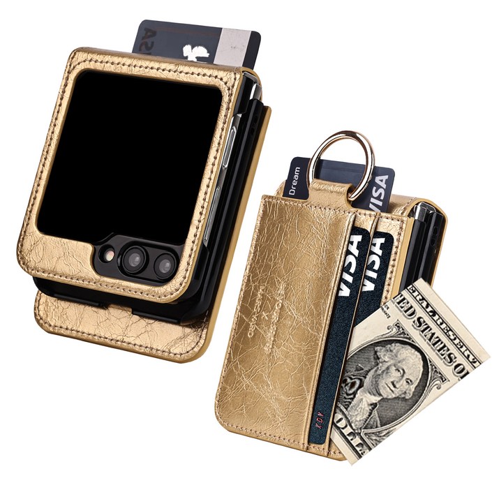 갤럭시 Z플립5 케이스 천연가죽 힌지보호 카드 수납 링 지플립5 마스야드