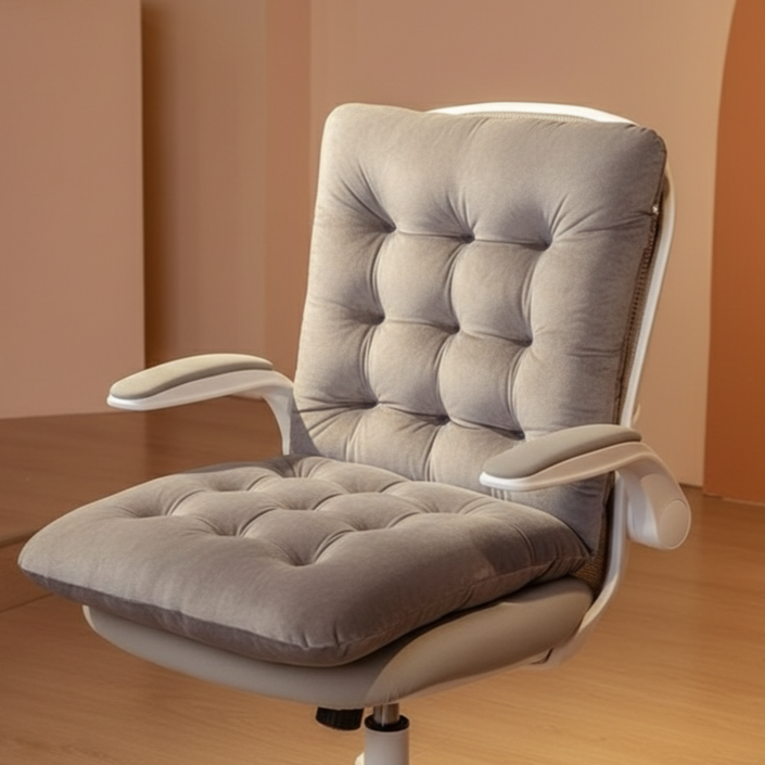 일상채움 푹신하고 따뜻한 겨울 풀커버 일체형 등받이 방석, 그레이