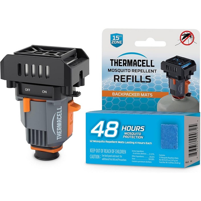 Thermacell 더마셀 써마셀 백패커 2세대 모기퇴충기 매트추가12매 구성
