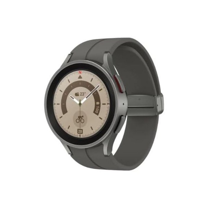 시계 밴드 스트랩 삼성 갤럭시 워치 5 프로 45mm LTE 스마트워치 티타늄 프레임 사파이어 크리스탈 글래스 바디 건강 피트니스 수면 트래커 GPS 경로 추적 개선된 배터리