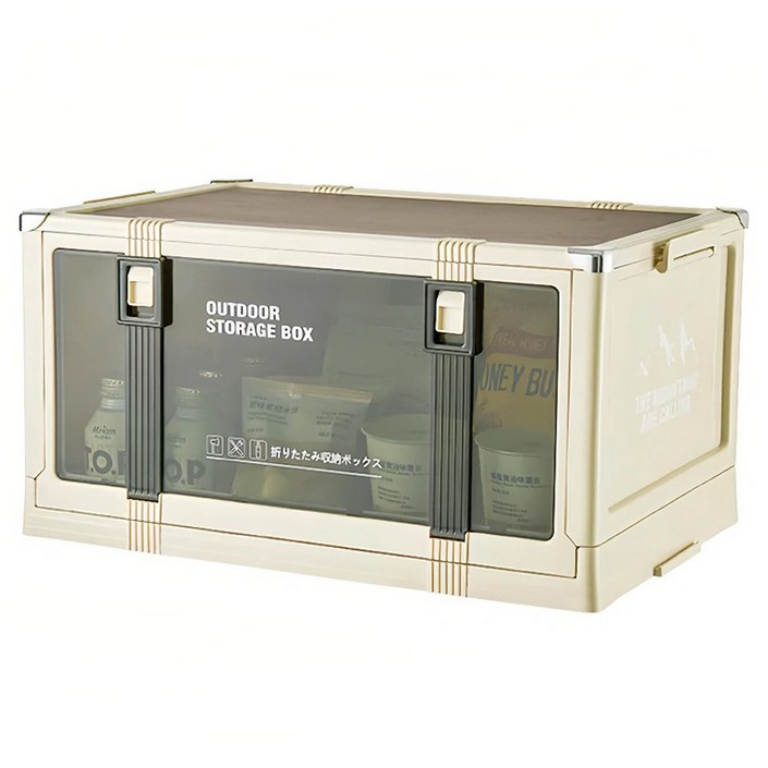 YEAAYE 캠핑용 접이식 수납 상자 우드 상판 버전 대형