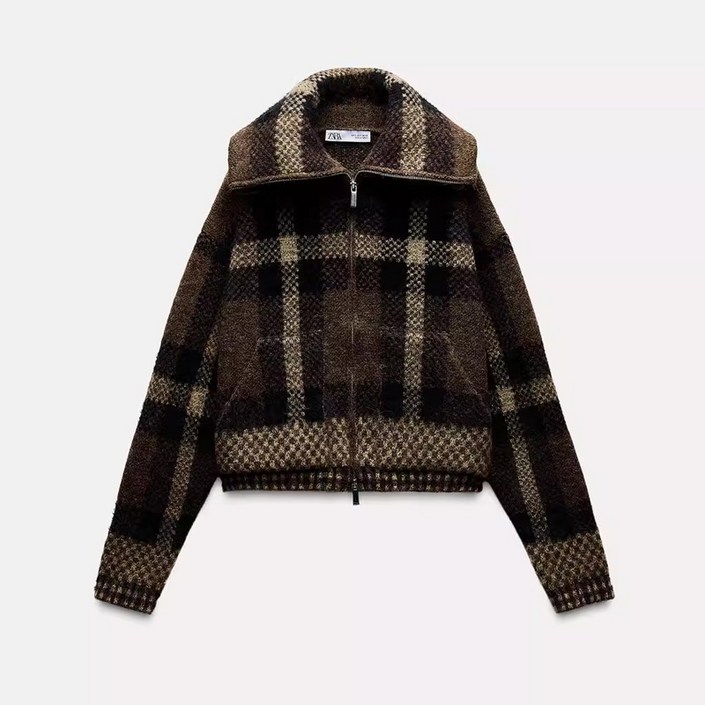자라 체크 봄버 자켓 zara