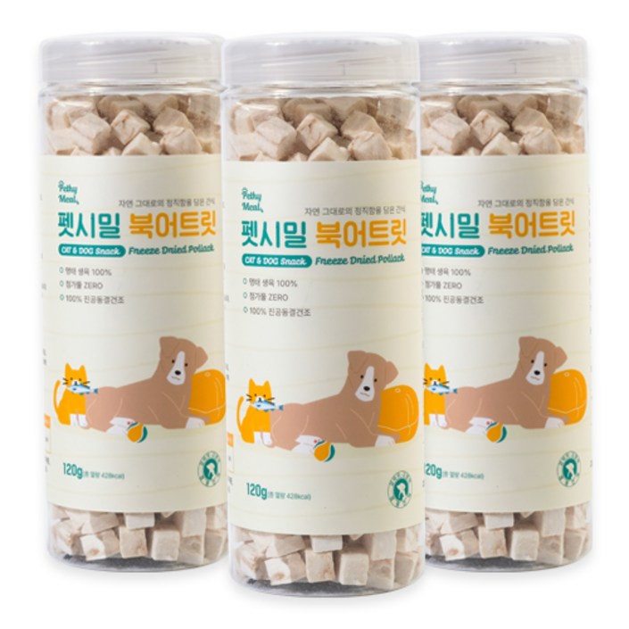 펫시밀 저염분 북어트릿 120g 동결건조 강아지 고양이 동물병원 입점간식, 건어포, 120g, 3개 펫시밀 저염분 북어트릿 120g 동결건조 강아지 고양이 동물병원 입점간식, 건어포, 120g, 3개