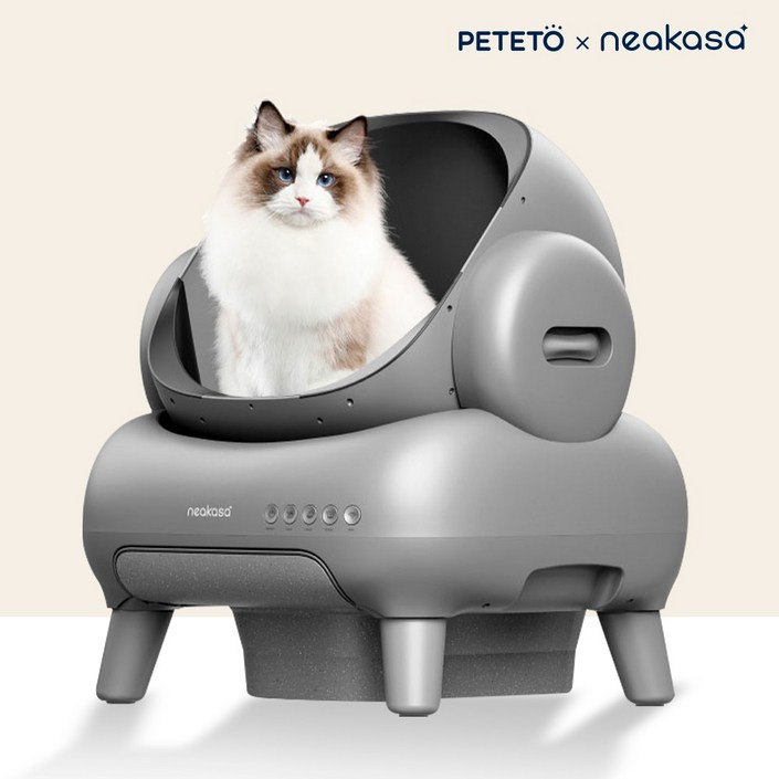 한정수량 페테토 M1 Pro 니카사 오픈형 고양이 자동화장실 코오롱공식 AS, 그레이, 자동 화장실