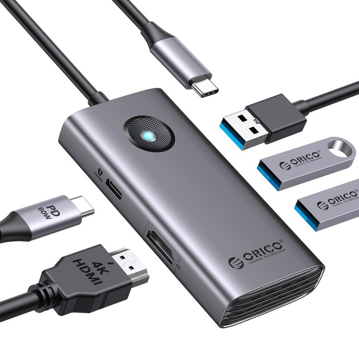 오리코 C타입 5IN1 멀티포트 허브 PD60W 충전 HDMI 4K PW115P