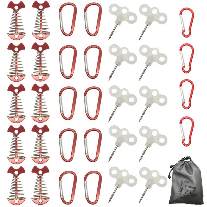 캠핑아지트 리빙쉘 텐트용 오징어 데크팩 35p 세트 (레드), 1개