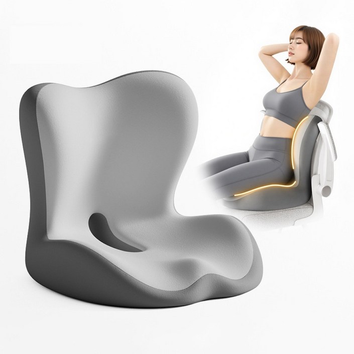 Youchen 바른자세교정 메모리폼 3D일체형허리쿠션 사무실의자 등받이쿠션 편안한 꼬리뼈 보호방석 골반 압력 분산