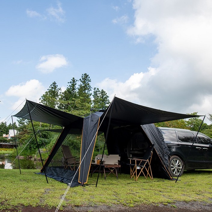 제드 블랙오토듀얼팔레스2 확장 플라이 세트 차박 도킹텐트 오토폴 블랙, 4, 블랙