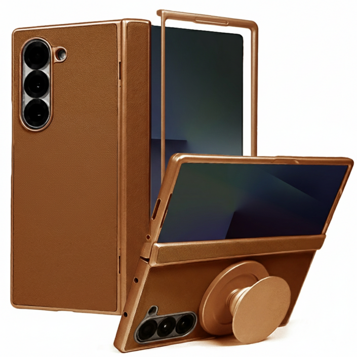 제루크 갤럭시 호환 Z 폴드 힌지보호 맥세이프 자력강화 무선충전 풀커버 거치 소가죽 케이스