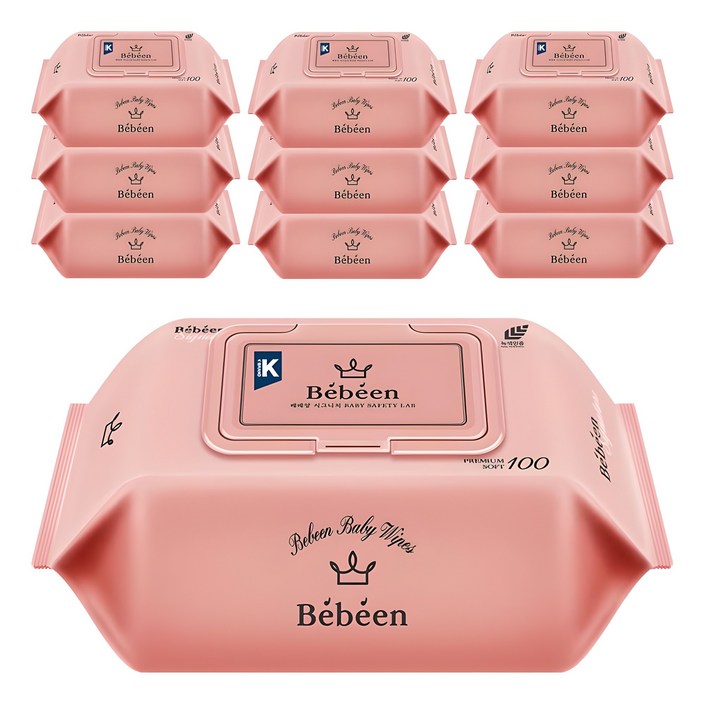 Bebeen 시그니처 영유아물티슈 캡형, 50g, 100매, 10개