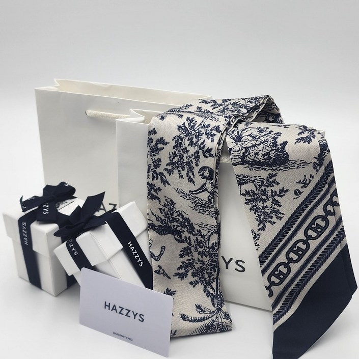 국내매장정품헤지스 Toile de Jouy 여성 네이비 실크 스카프선물포장