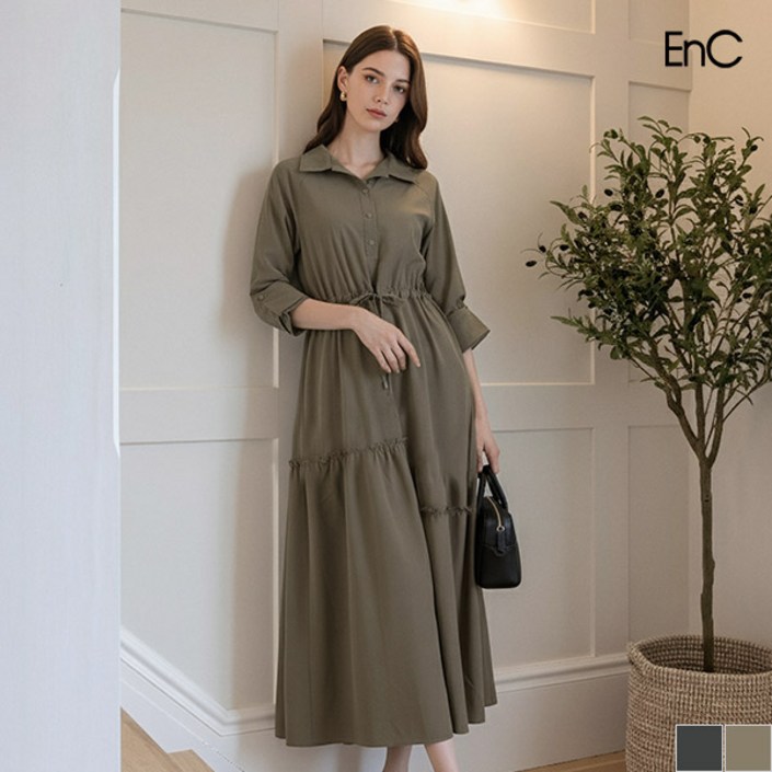 ENC이지허리스트링 카라 원피스 ENOW33802V