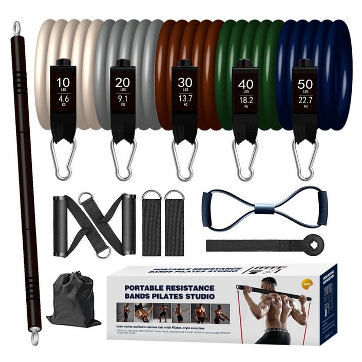 제이렉스 업그레이드 튜빙밴드 그립바 포함 150LBS 홈트 근력운동 SET, 튜빙밴드 그립바 포함, 1개