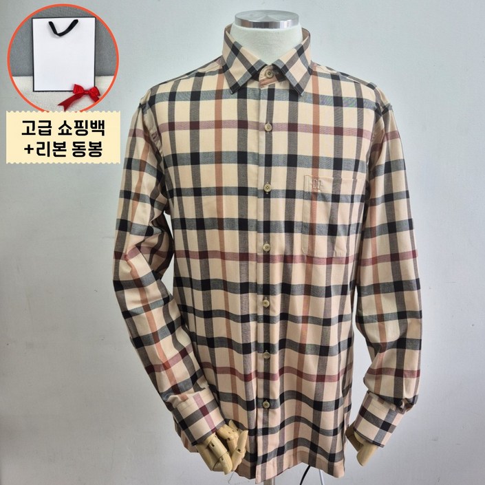 매장 정품 닥스 DAKS 남성용 오리지널 체크 면 긴팔 셔츠 간절기 여름 남방 선물 포장제 동봉 선물용