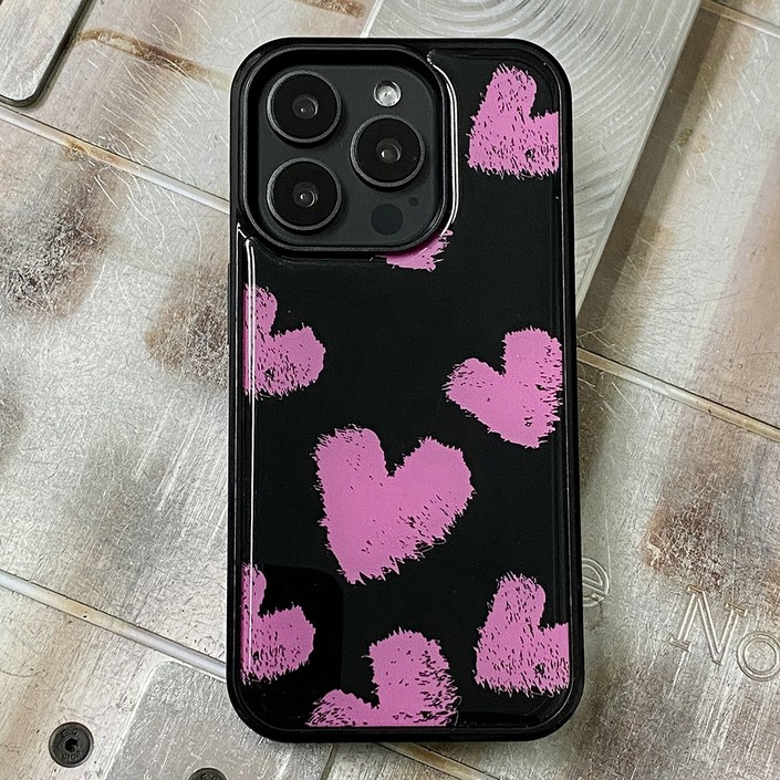 블루파이브 아이폰 갤럭시 블랙 하트 시리즈 에폭시 범퍼 케이스