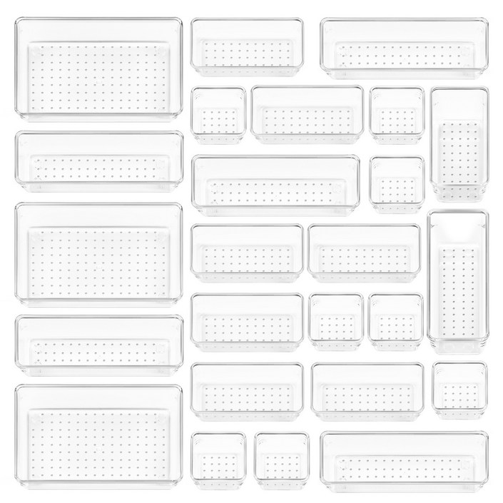 Vtopmart 조립식 다용도 서랍 정리 트레이 수납함 25p, 1세트, 투명