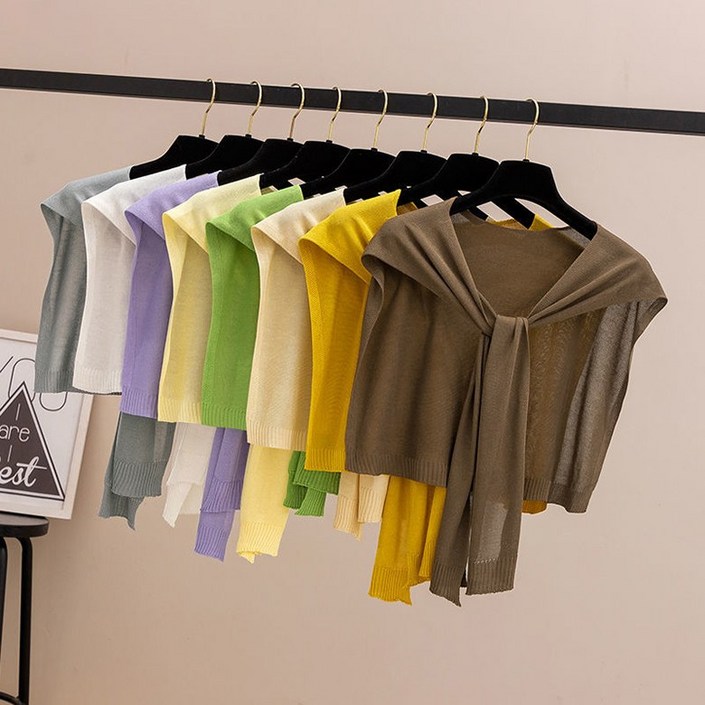 JUST FEELNG 11 여성 어깨숄아이스 여름숄스카프어깨숄가다건 니트티 머플러 페이크 숄 여성 어깨니트숄