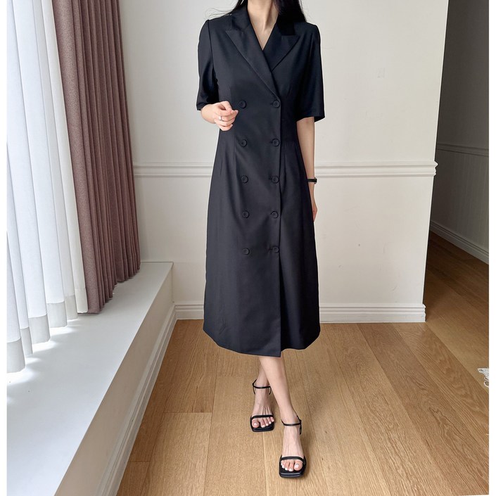 서연여성 여름 반팔 빅사이즈 카라 결혼식 하객룩 정장 상견례 돌잔치 원피스