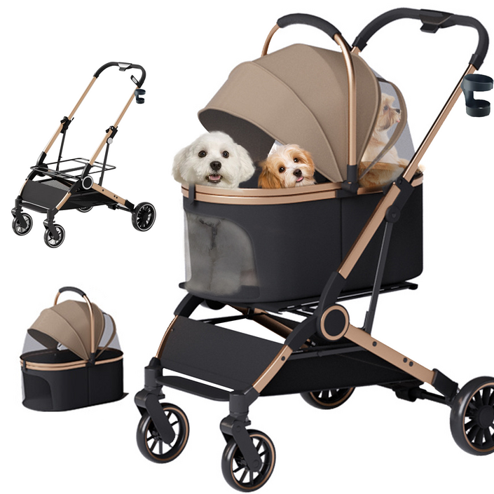 PawJoy 강아지 유모차 퀵폴딩 디럭스, 강아지유모차 개모차 고양이유모차