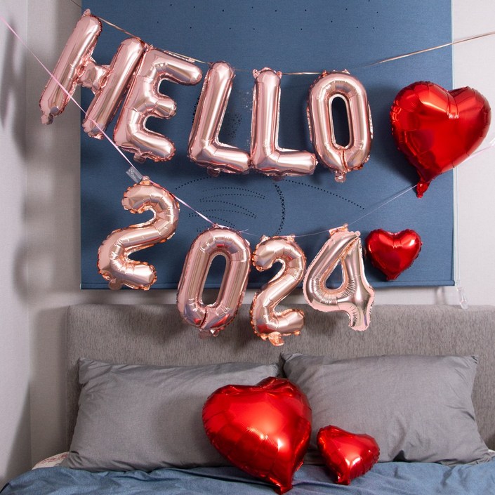연말 파티 풍선 용품 세트 Good bye 2023 굿바이 헬로 2024 hello 풍선 장식 신년 새해 송년회 데코