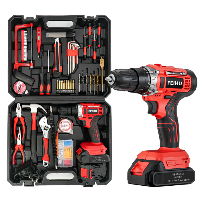 21V무선 전동드릴세트 충전식 전동드라이버 DIY 공구세트 비트 풀세트 가정용 드릴, 1개