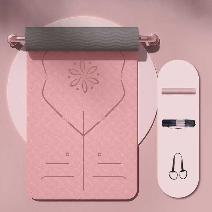 Tooliva 두꺼운 TPE 요가매트 미끄럼방지 홈트 냄새없는 운동 매트, 1개, 핑크