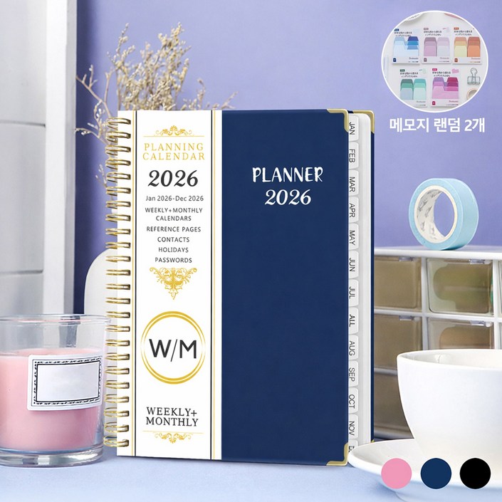 Clevoria 2026 날짜형 데일리 다이어리 A5 스파이럴 바인딩 코일 플래너 휴대용 업무용 기록 노트