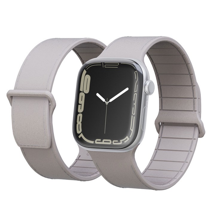 캘릭스 애플워치 호환 가죽 패턴 실리콘 버클링 마그네틱 스트랩, 1개, 베이지