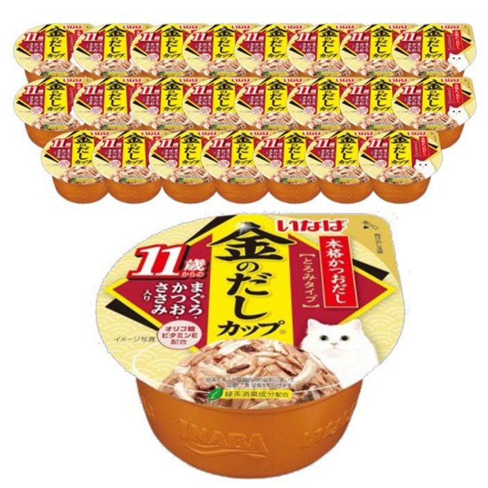 이나바 금빛육수컵 11세이상 참치가다랑어닭 70g x 24개, 단품, 70g, 24개
