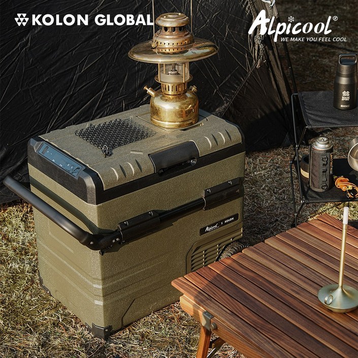 코오롱 공식판매 알피쿨 코오롱 정품 차량용냉장고 캠핑냉장고 공식AS 차량용 냉동고 37리터 56리터 휴대 이동식 차박 냉장 낚시 화물, Xpro55  56L, 올리브